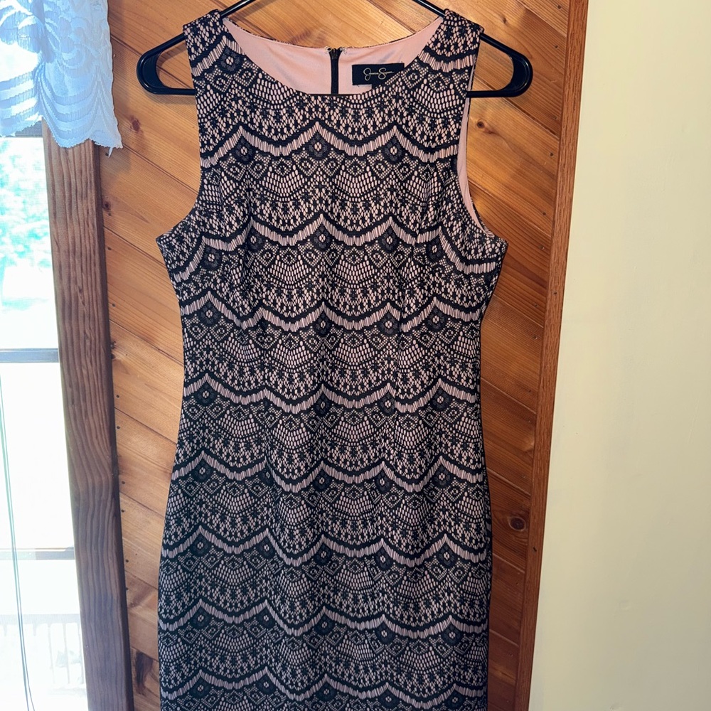 Jessica Simpson Black and Pink Patterned Dress
